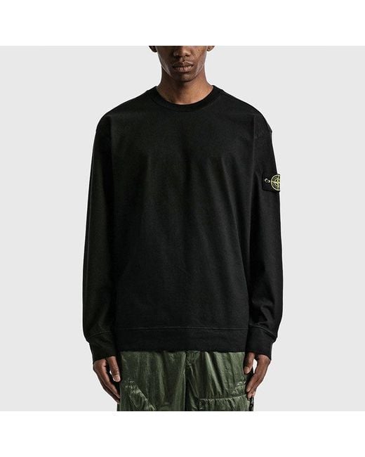 Stone Island Black Logo Patch Long-Sleeve T-Shirt for men