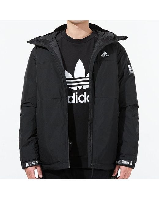 Adidas Blue Snw Down Jkt Drawstring Hooded Casual Stay Warm Down Jacket for men