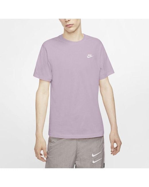 Nike Purple Sportswear Club Embroidered Small Round Neck Short Sleeve for men