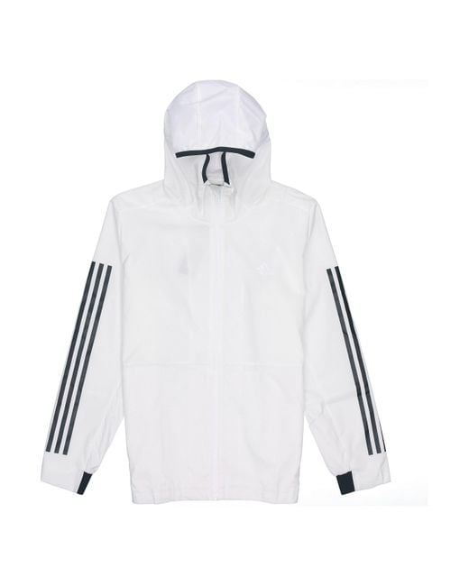 Adidas White Plaid Applique Sports Hooded Shirt Jacket for men