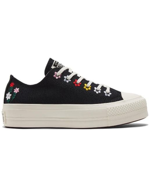 Converse Blue (Wmns) Chuck Taylor All Star Lift Platform Low 'Floral Embroidery'