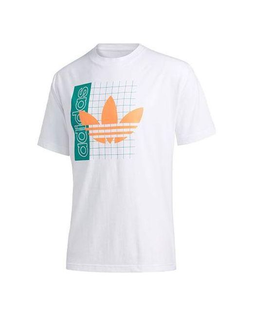 Adidas White Originals Grid Tref Tee Retro Mesh Logo Printing Sports Round Neck Short Sleeve for men