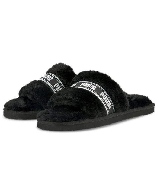 PUMA Black Fluff Slides