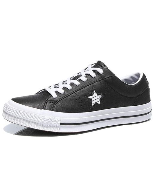 Converse One Star Perforated Leather in Black for Men Lyst UK