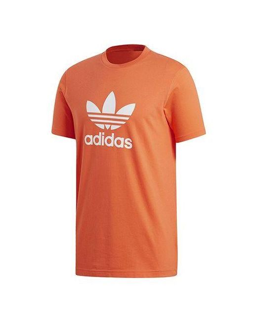 Adidas Orange Originals Trefoil Chest Logo Sports Short Sleeve for men