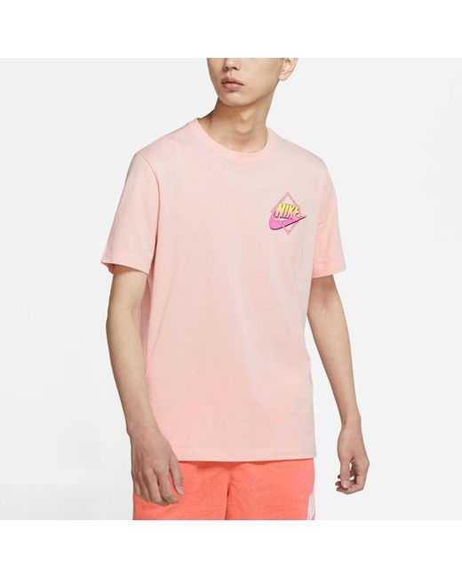 Nike Pink Sportswear Back Printing Sports Short Sleeve for men