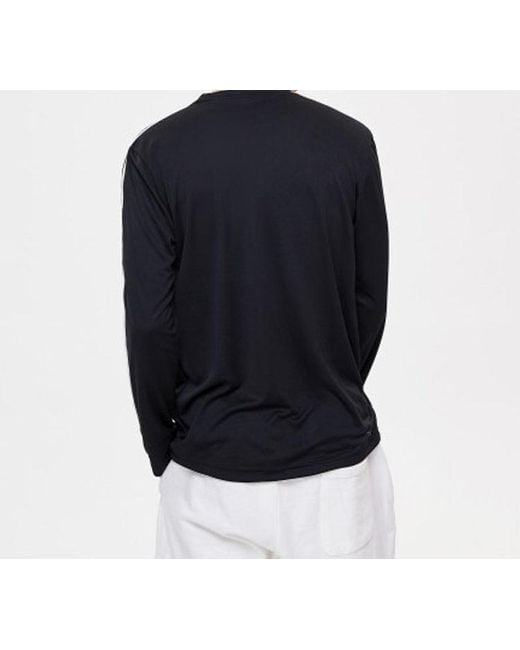 Adidas Black D2M 3S Ls Tee Round-Neck Long-Sleeve Tee for men