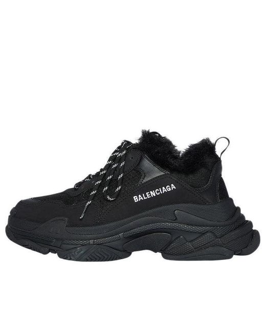 Balenciaga Black (Wmns) Triple S 'Fake Fur