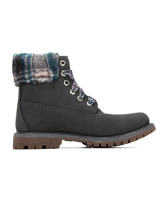 Timberland Black (Wmns) Lindon Woods 6 Inch Waterproof Boot 'Dark Nubuck And Printed Collar'