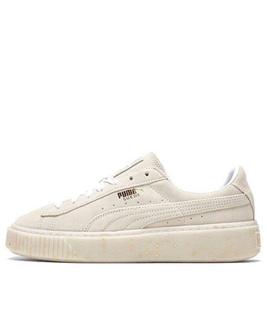 PUMA White (Wmns) Suede Platform Buff/ Board Shoes