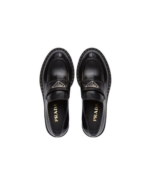 Prada Black (Wmns) Chocolate 50Mm Brushed Leather Loafer
