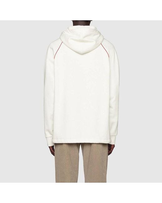Gucci White Sweatshirt With Web And Label, Ready-To-Wear for men