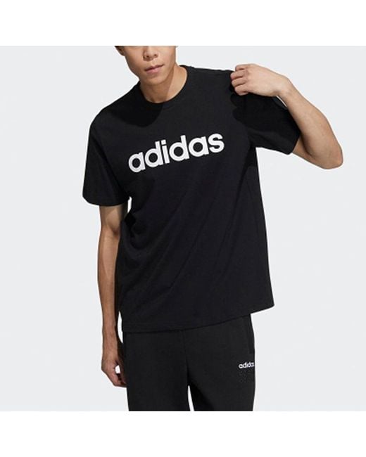 Adidas Black Neo M Ce Logo T1 Casual Sports Round Neck Training Short Sleeve for men