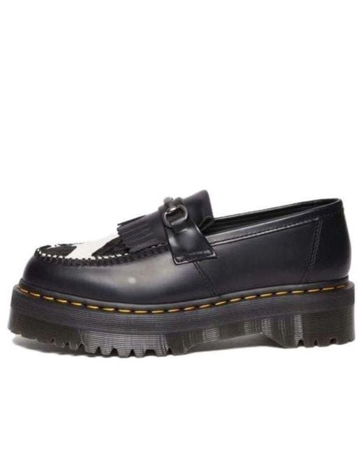 Dr. Martens Black Dr.Martens Adrian Snaffle Hair On & Leather Cow Print Kiltie Loafers