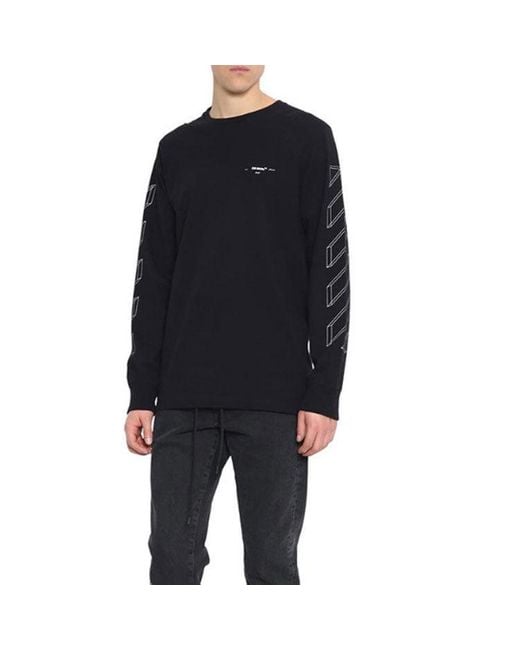 Off-White c/o Virgil Abloh Blue Off- 3D Printing Hollow Out Arrow Long Sleeves T-Shirt for men