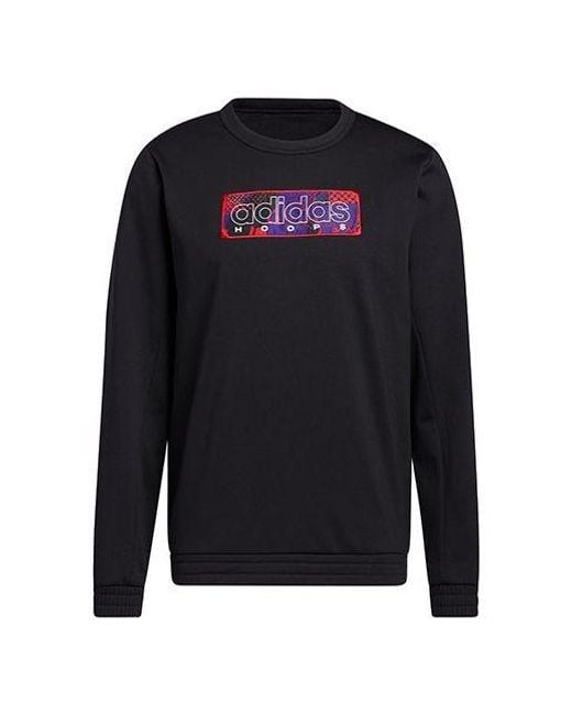 Adidas Blue Mic Gfx Crew New Year's Edition Basketball Sports Fleece Lined Round Neck Pullover for men