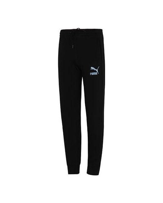 PUMA Black Iconic T7 Logo Printing Bundle Feet Sports Pants for men