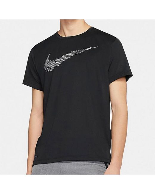 Nike Blue Stripe Logo Printing Training Sports Short Sleeve for men