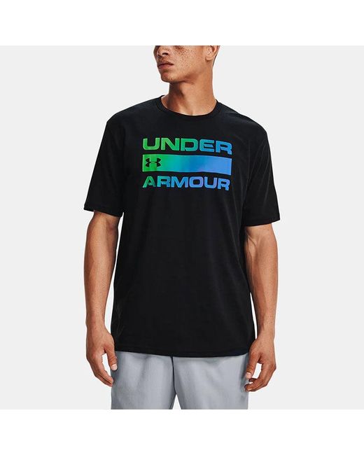 Under Armour Blue Team Issue Wordmark Casual Elastic Printing Short Sleeve for men