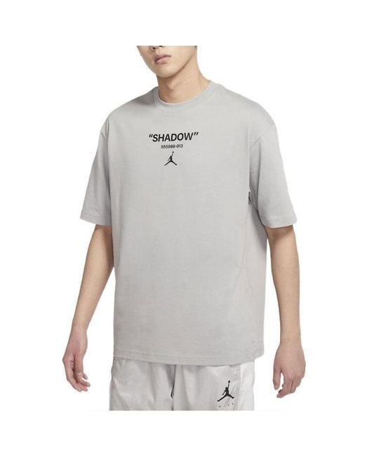Nike Gray Solid Color Logo Alphabet Round Neck Short Sleeve for men