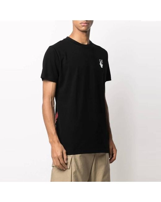 Off-White c/o Virgil Abloh Black Ss21 Logo Arrow Printing Pattern Cotton Short Sleeve for men