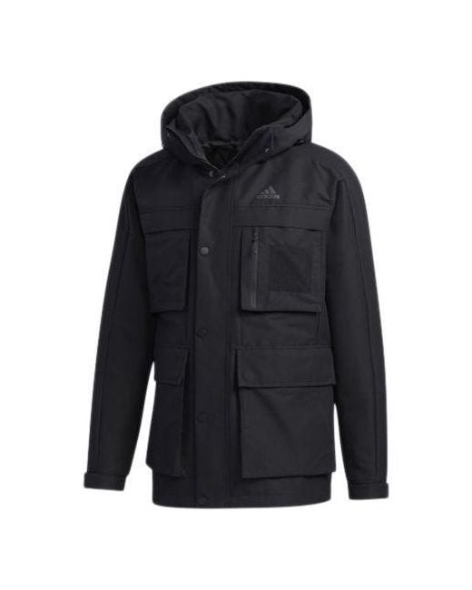 Adidas Blue 3In1 Down Jkt Multiple Pockets Outdoor Sports Detachable Hooded Down Jacket for men