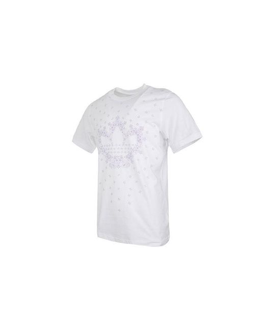 Adidas White Originals Bandana Trefoil Pattern Logo Printing Round Neck Short Sleeve T-Shirt for men