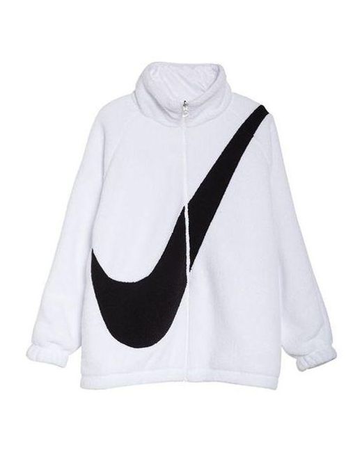Nike White Big Swoosh Reversible Fur Jacket