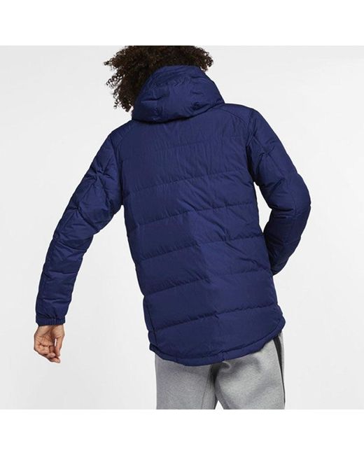 Nike Blue Outdoor Windproof Stay Warm Casual Hooded Down Jacket Dark for men