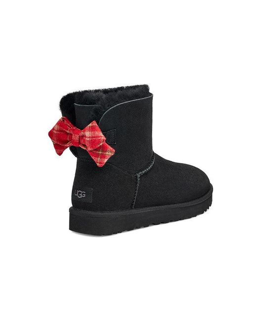 Ugg Black (Wmns) Mini Bailey Bow Plaid Ribbon