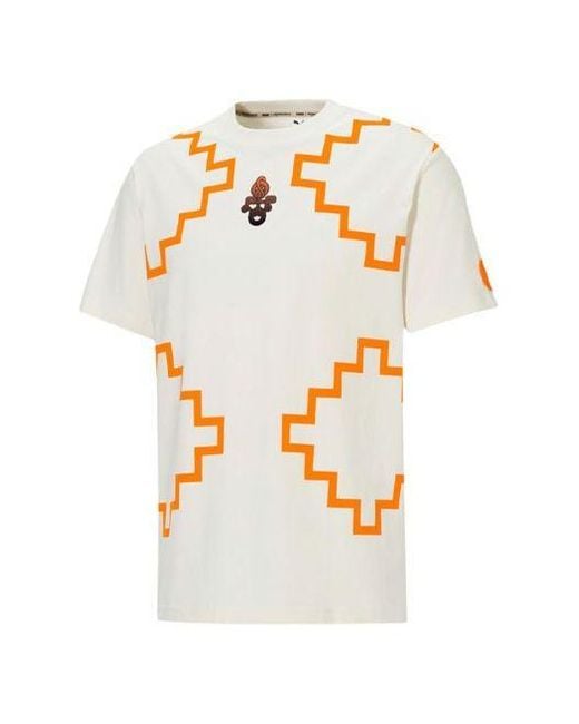 PUMA White X Pronounce Elevated Tee Crossover Geometry Pattern Athleisure Casual Sports Short Sleeve Creamy