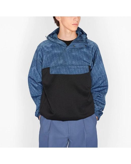 Dior Blue Fw21 Printing Hooded Jacket Coat for men
