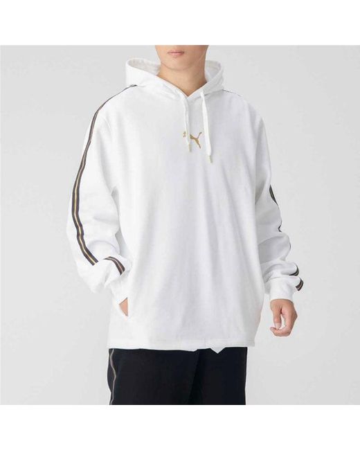 PUMA Gray Bronzing Printing Fleece Lined Stay Warm Hooded Knit for men