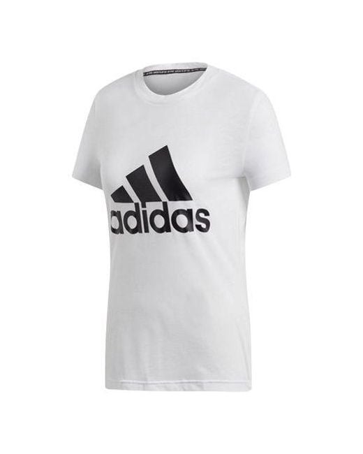 Adidas White (Wmns) Logo Alphabet Printing Sports Short Sleeve