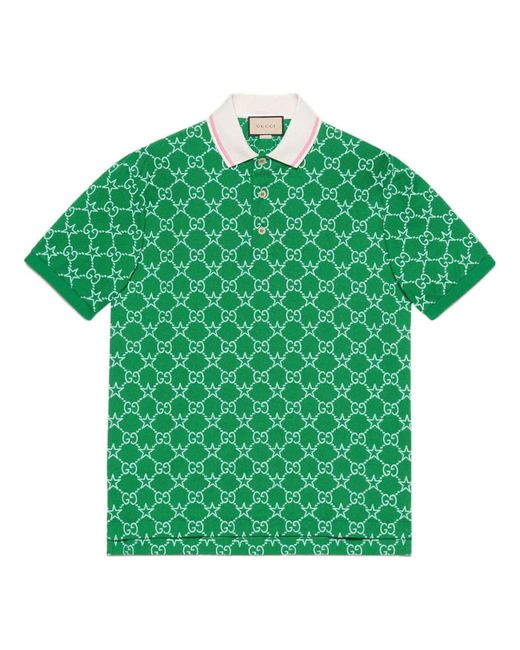 Gucci Green gg Stretch Cotton Polo for men