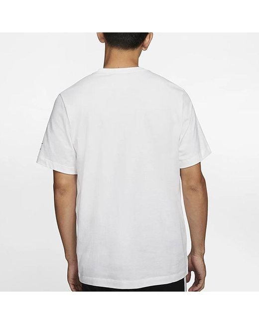 Nike White Swoosh Logo Printing Knit Round Neck Short Sleeve for men