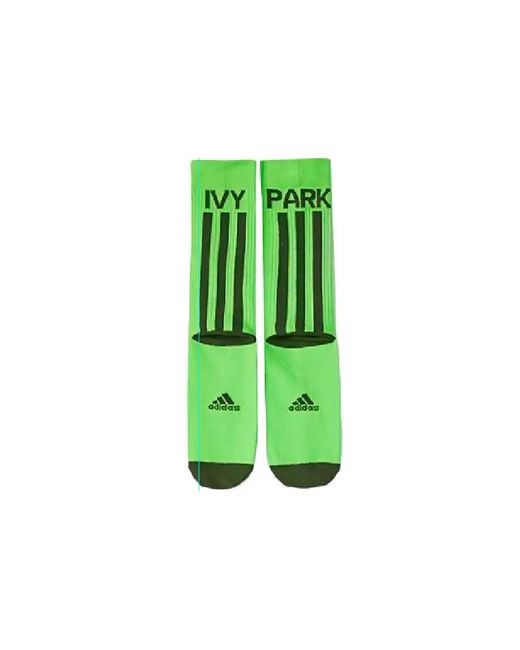 Adidas Green Originals X Ivy Park Crossover Contrasting Colors Logo Sports Mid Calf Socks 3 Pairs