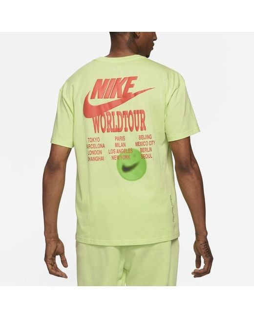 Nike Green Back Printing Embroidered Logo Sports Round Neck Short Sleeve for men