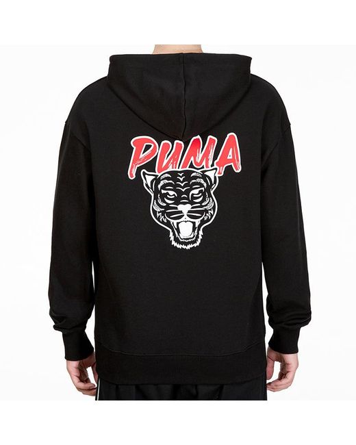 PUMA Black Logo Printing Round-Neck Sweatshirt for men