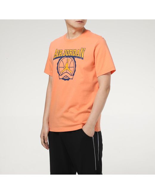 Nike Orange Burst Crack Basketball Sports Short Sleeve T-Shirt for men