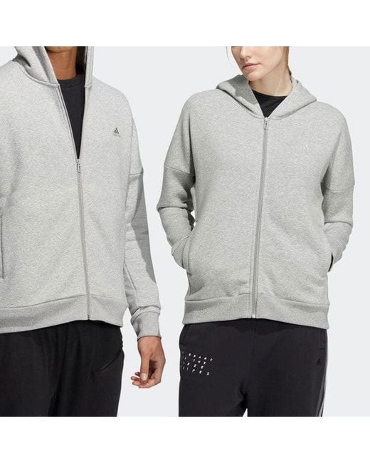 Adidas Gray Solid Color Minimalistic Alphabet Printing Zipper Cardigan Jacket for men