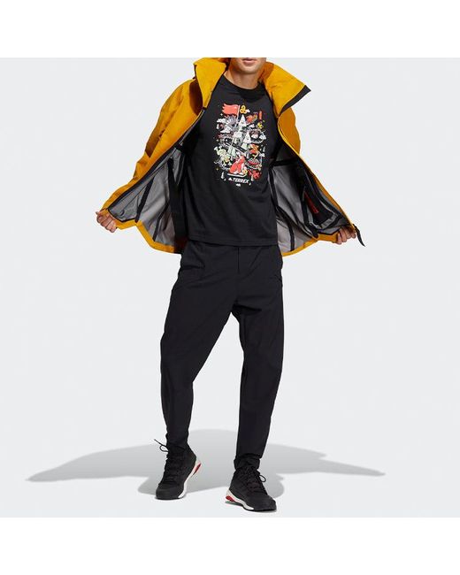 Adidas Yellow Outdoor Sports Hooded Jacket for men