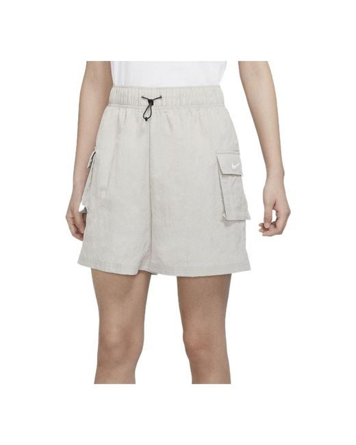 Nike White (Wmns) Sportswear Essential Woven High-Rise Shorts