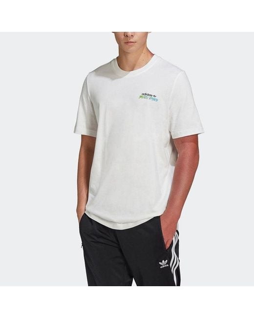 Adidas White Originals Graphic Stoked Fish Flowers T-Shirt Multi-Color' for men