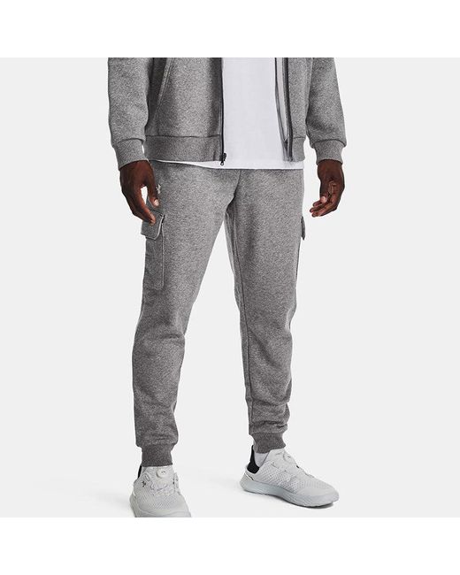 Under Armour Gray Rival Fleece Cargo Joggers for men