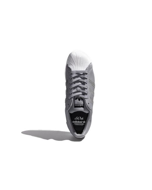 Adidas Gray Originals Superstar Velcro Retro Casual Shoes for men