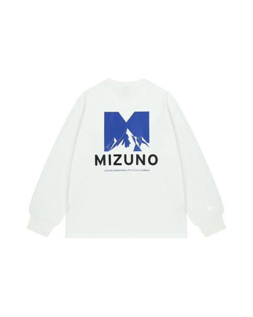 Mizuno White Logo Graphic Long Sleeve T-shirt for men