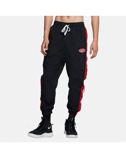 Nike Black Contrasting Colors Side Stripe Basketball Sports Pants/Trousers/Joggers for men