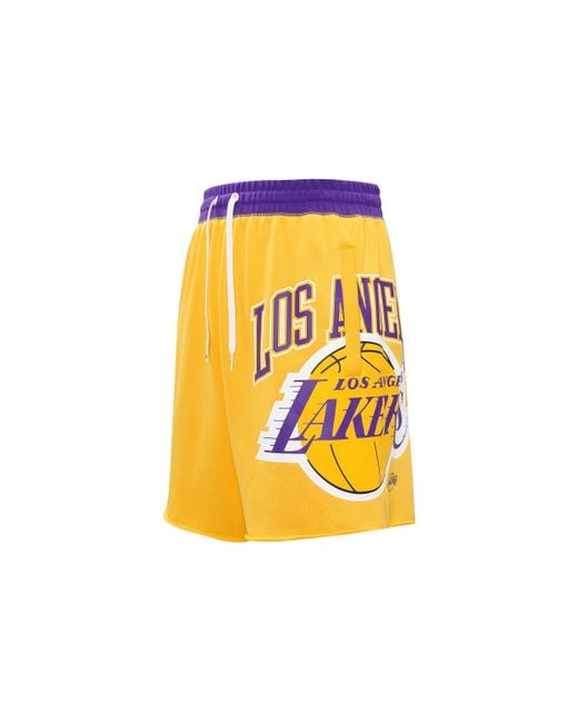 Nike Yellow Los Angeles Lakers Basketball Athleisure Casual Sports Breathable Shorts for men