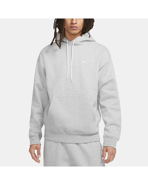 Nike Gray Logo Embroidered Solid Color Fleece Lined Casual for men